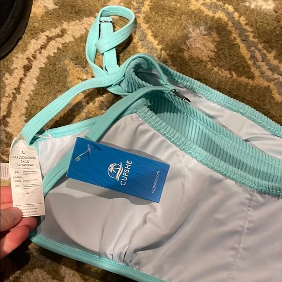 Aqua Ribbed Bikini Set - Picture 2 of 6